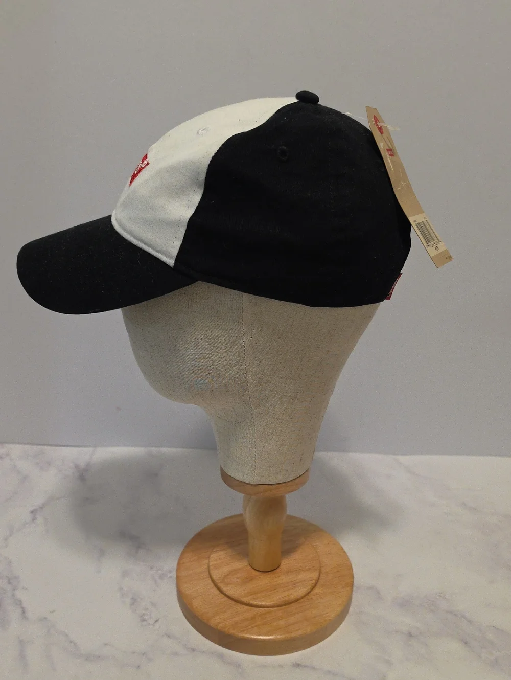 Levi's Two-Tone Black & White Baseball Cap with Red Logo Brand New